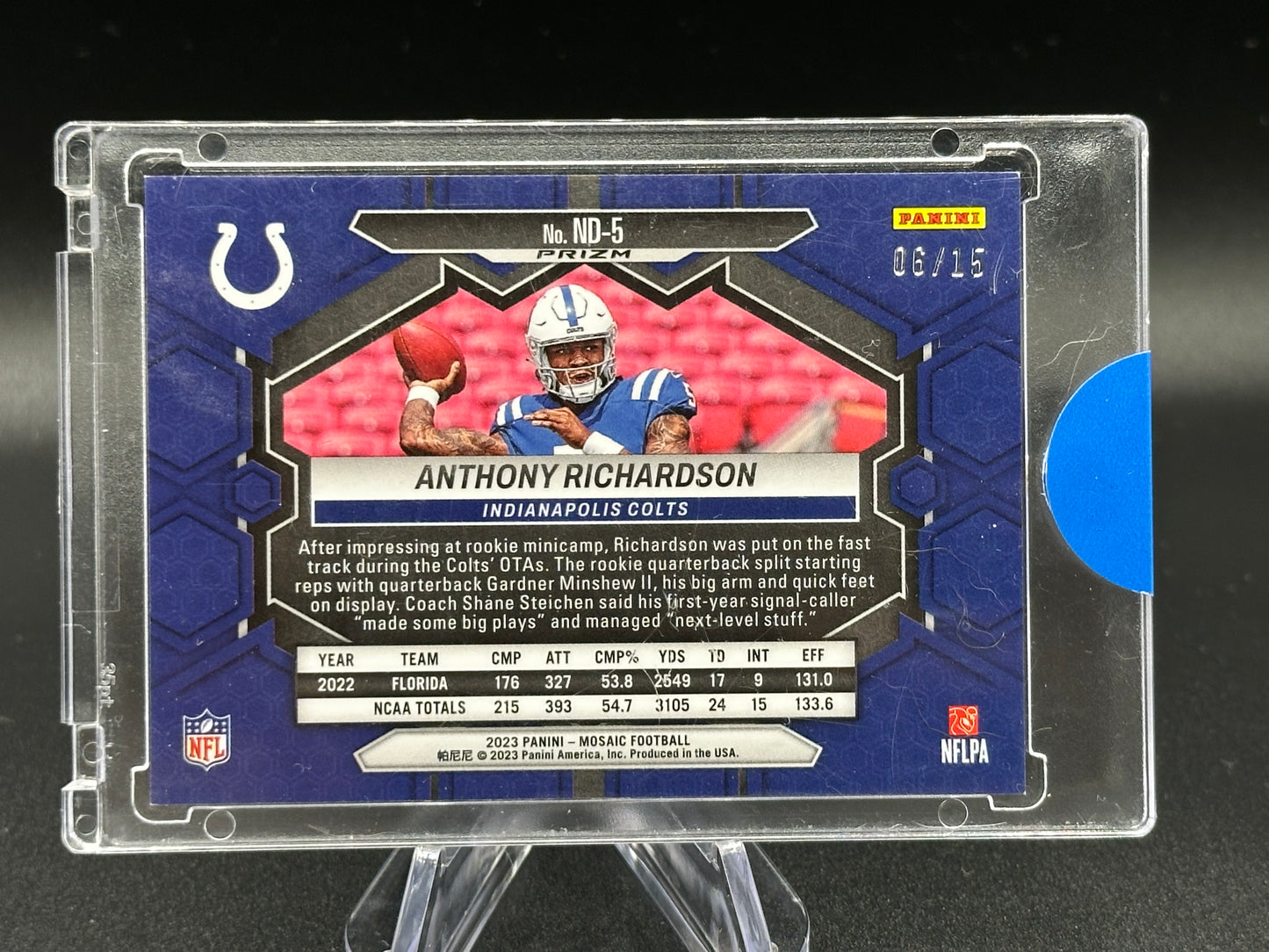 2023 Panini Mosaic Anthony Richardson RC Tessellation /15 No. ND-5