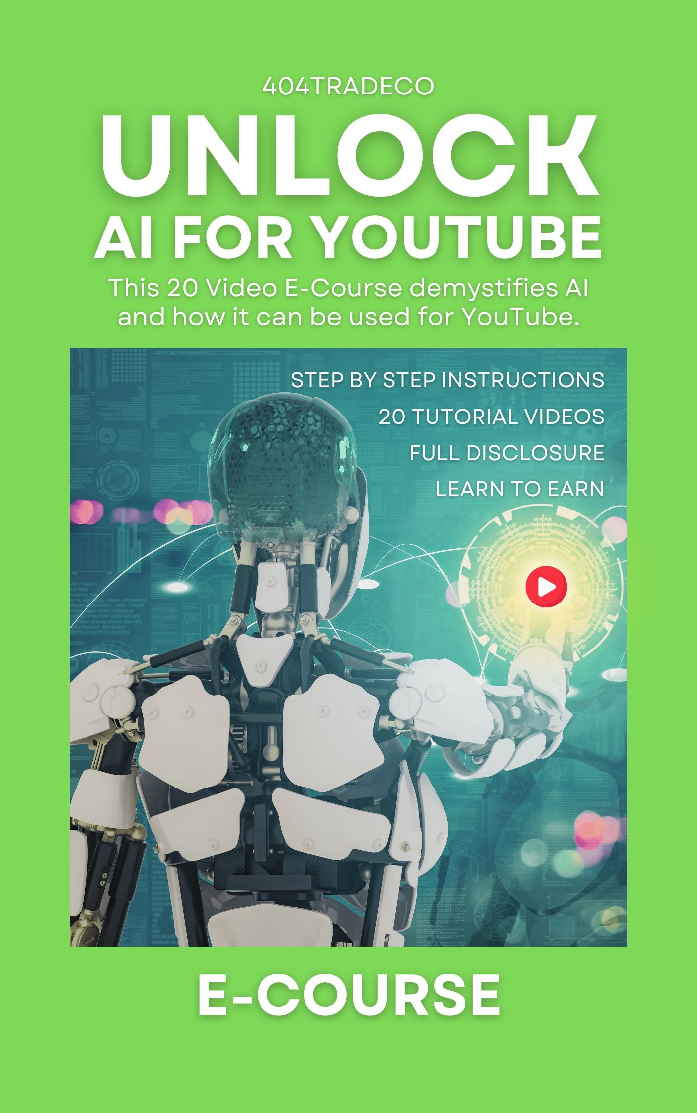 This 20 video E-Course demystifies AI and how it can be used for YouTube.