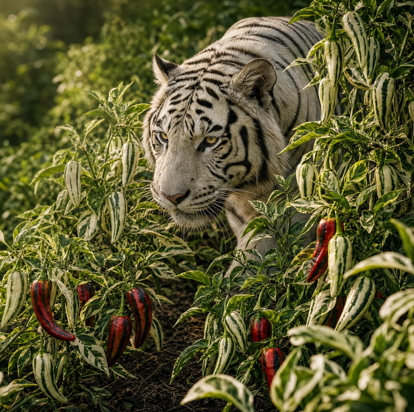 White Tiger Variegated Pepper Seeds 10 Count